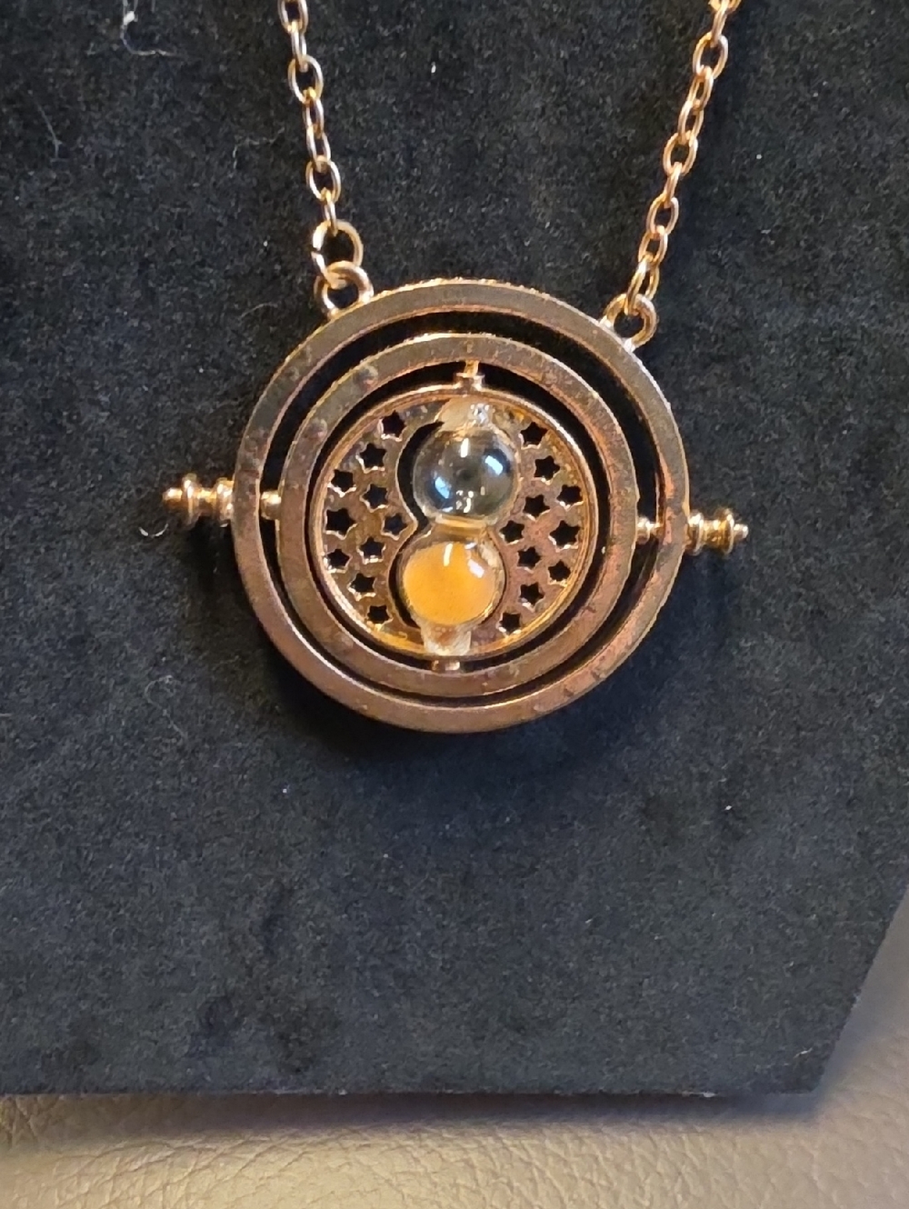 Gold-Tone Time-Turner Style Pendant Necklace